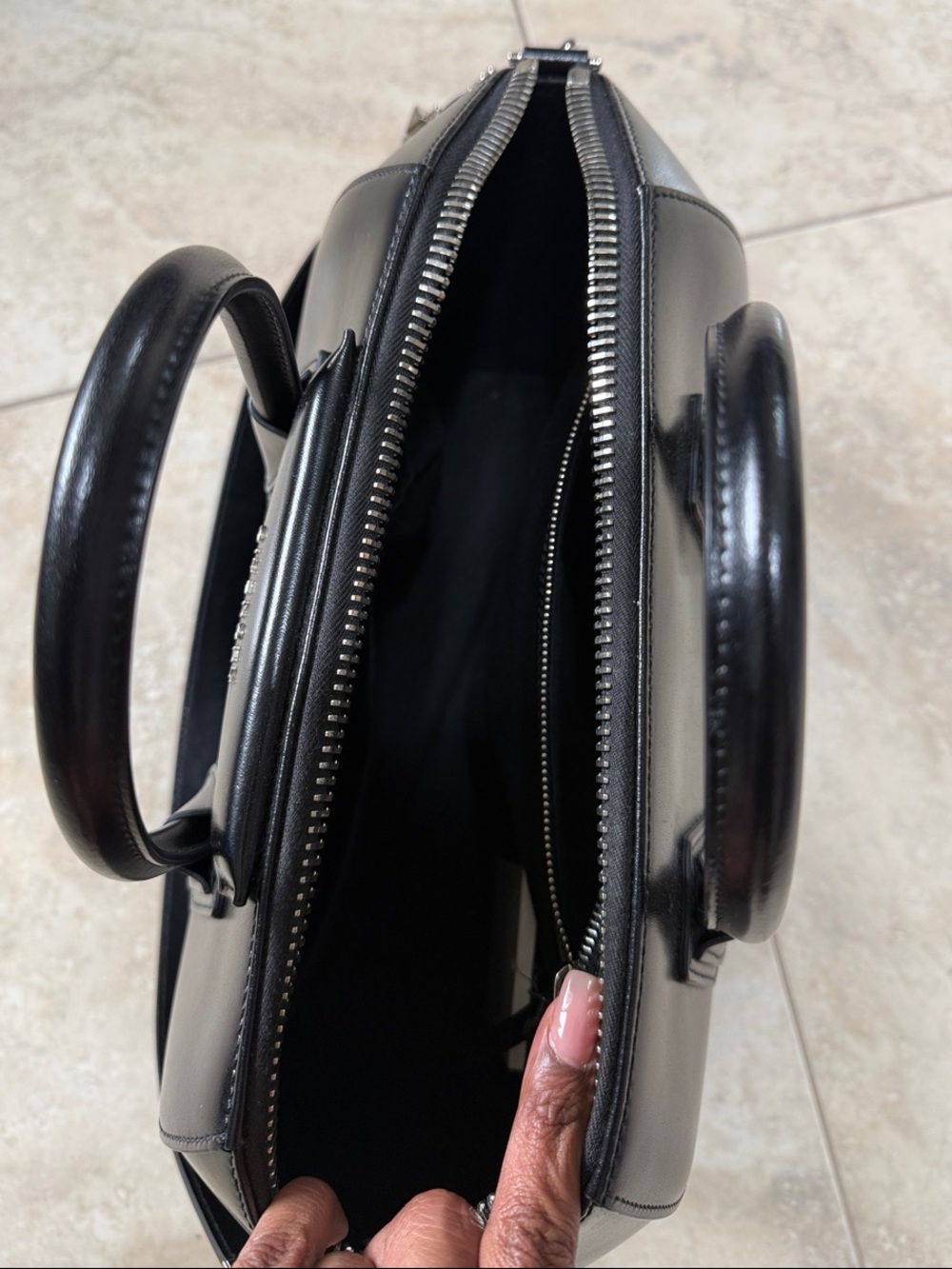 Givenchy Black Leather Satchel with Detachable Strap - Picture 9 of 11